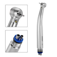 AZDENT High Speed Handpiece Torque Head Push Button E-generator LED Triple Water Spray Ceramic Bearings 4 Hole