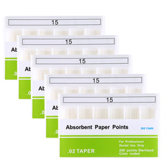 Absorbent Paper Points #15 Taper Size 0.02 Color Coded 200/Box