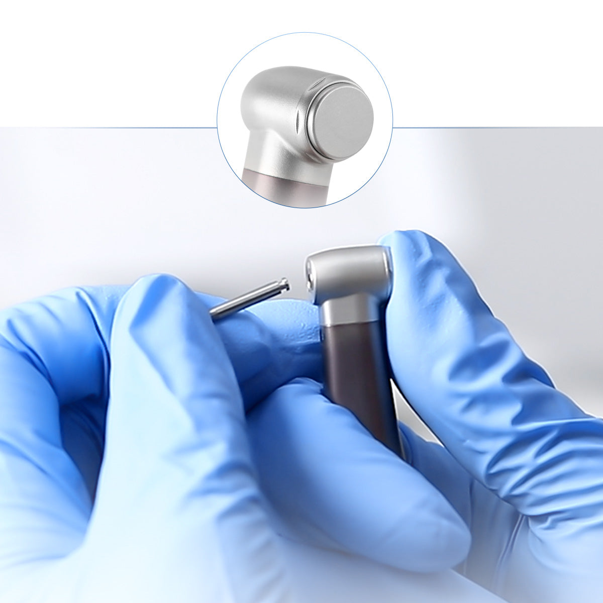 AZDENT 1:1 Fiber Optic LED Low Speed Contra Angle Handpiece Push Button Internal Spray