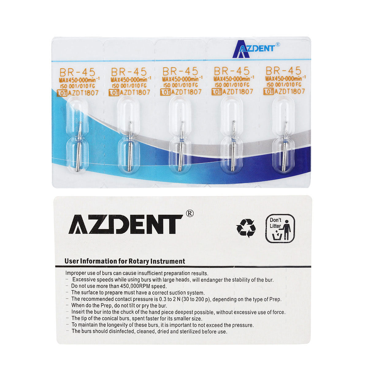 AZDENT Diamond Bur SI Series Full Size Inverted Cone 5pcs/Pack