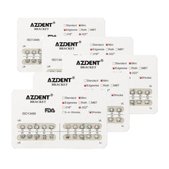 Брекеты стоматологические металлические AZDENT Mini Edgewise Slot .022 крючки на 3 20 шт./упаковка