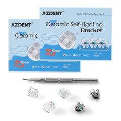 AZDENT Dental 5G Прозрачный керамический самолигирующийся брекет Roth/MBT 0,022 с верхним 3 крючком