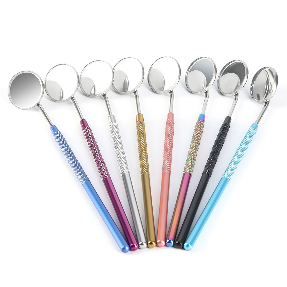Dental Colorful Mouth Mirror Stainless Steel Non-slip Handle 8pcs/Pack