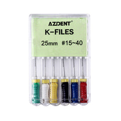 AZDENT Dental NiTi K-Files Hand Use 25mm Assorted #15-40 6pcs/Pack