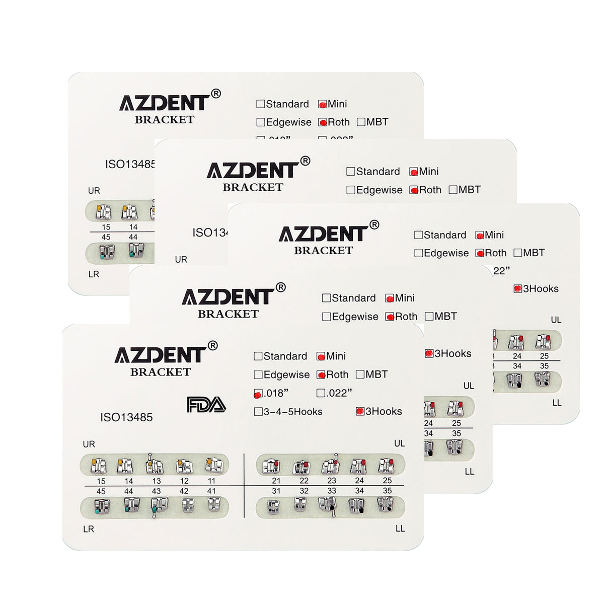 Металлические брекеты AZDENT для зубов Mini Roth Slot .018 крючки по 3 шт./упаковка 20 шт.