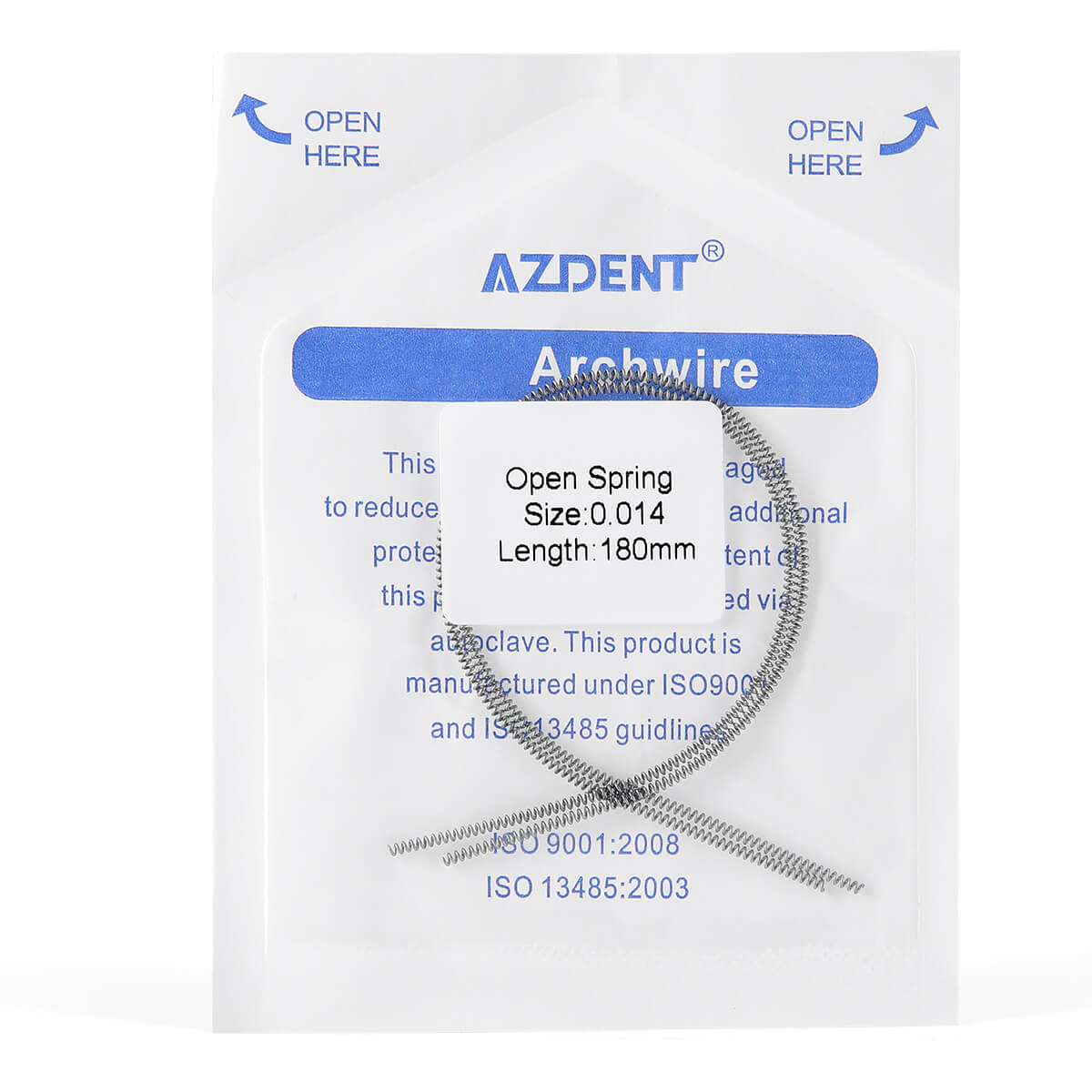 AZDENT Dental Open Coil Spring NITI Alloy 0.014*180mm 2pcs/Pk