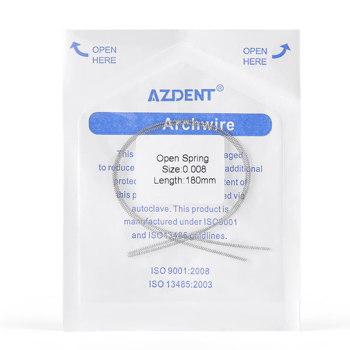 AZDENT Dental Open Coil Spring NITI Alloy 0.008*180mm 2pcs/Pk