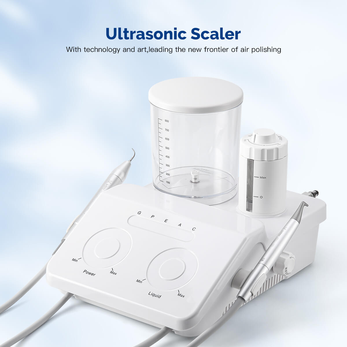 Raspador ultrasónico dental VRN-DQ40, pulidor de aire, sistema de terapia periodontal con chorro de arena, pieza de mano LED