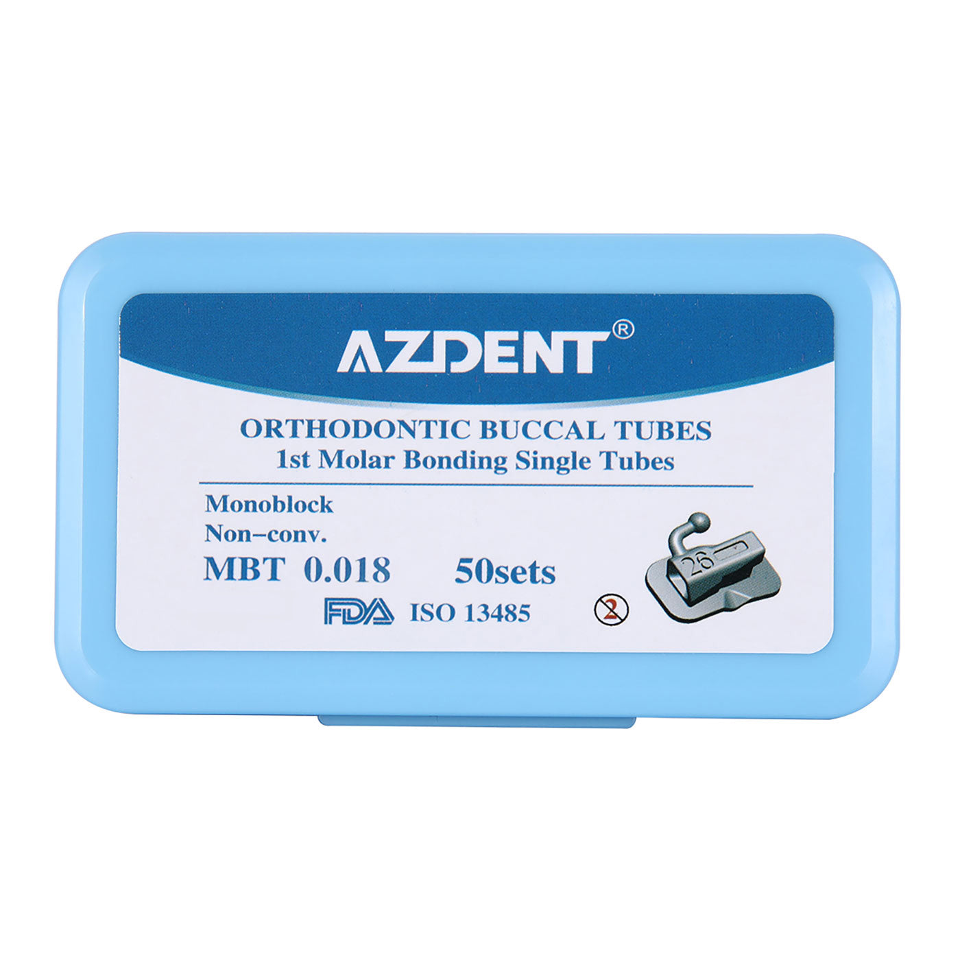 Tubo bucal AZDENT para primer molar, monobloque no convertible MBT 0.018, 50 juegos/caja