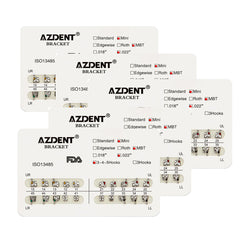 Металлические брекеты AZDENT для стоматологии Mini MBT Slot .022 крючки на 345 20 шт./упаковка