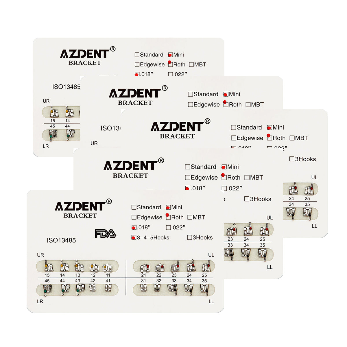 Металлические брекеты AZDENT для зубов Mini Roth Slot .018 крючки на 345 20 шт./упаковка