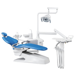 Dental Chair Unit QL2028III-2024 DC Motor Computer Controlled PU Hard Leather w/ Dentist Stool Dark Blue
