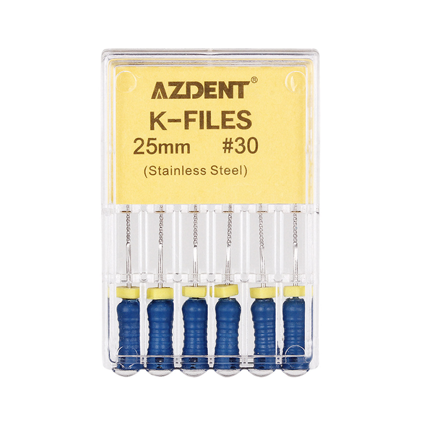 Limas dentales manuales AZDENT de acero inoxidable de 25 mm, n.° 15-80, 6 unidades, 9 colores