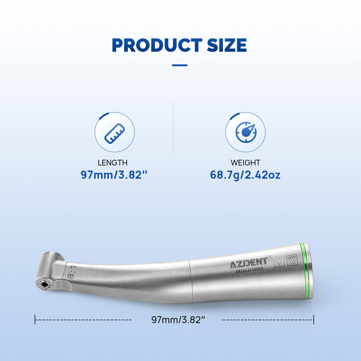 AZDENT Dental Mini 8:1 Низкоскоростной наконечник Contra Angle Quattro Spray для эндодонтии или профилактики