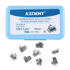 Tubo bucal AZDENT para primer molar, monobloque no convertible, MBT 0.022, marcado láser, 20 juegos/caja