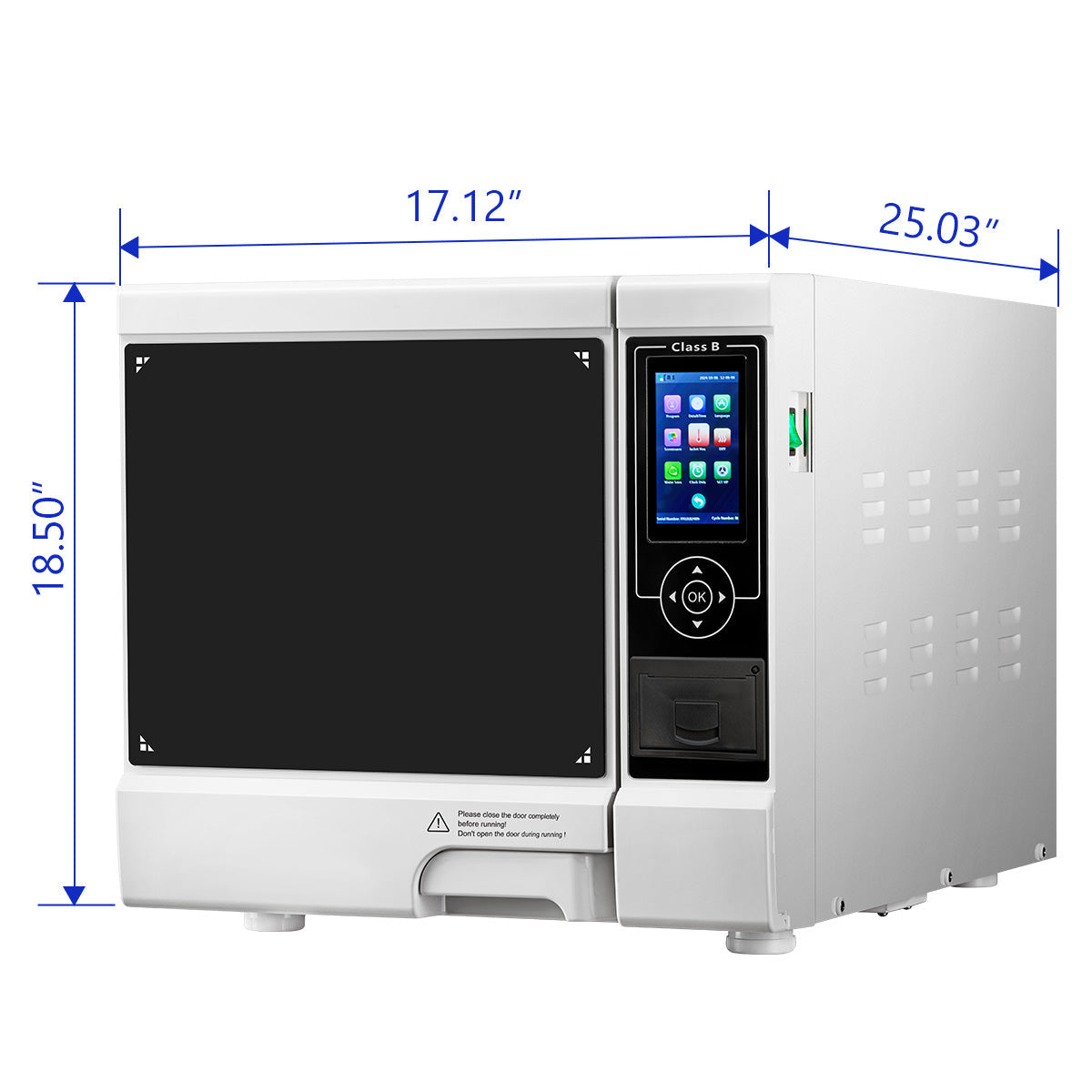 Dental Autoclave Steam Sterilizer Table Top LCD Built-in Printer Class B Dry Function 22L