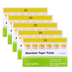Absorbent Paper Points #20 Taper Size 0.02 Color Coded 200/Box