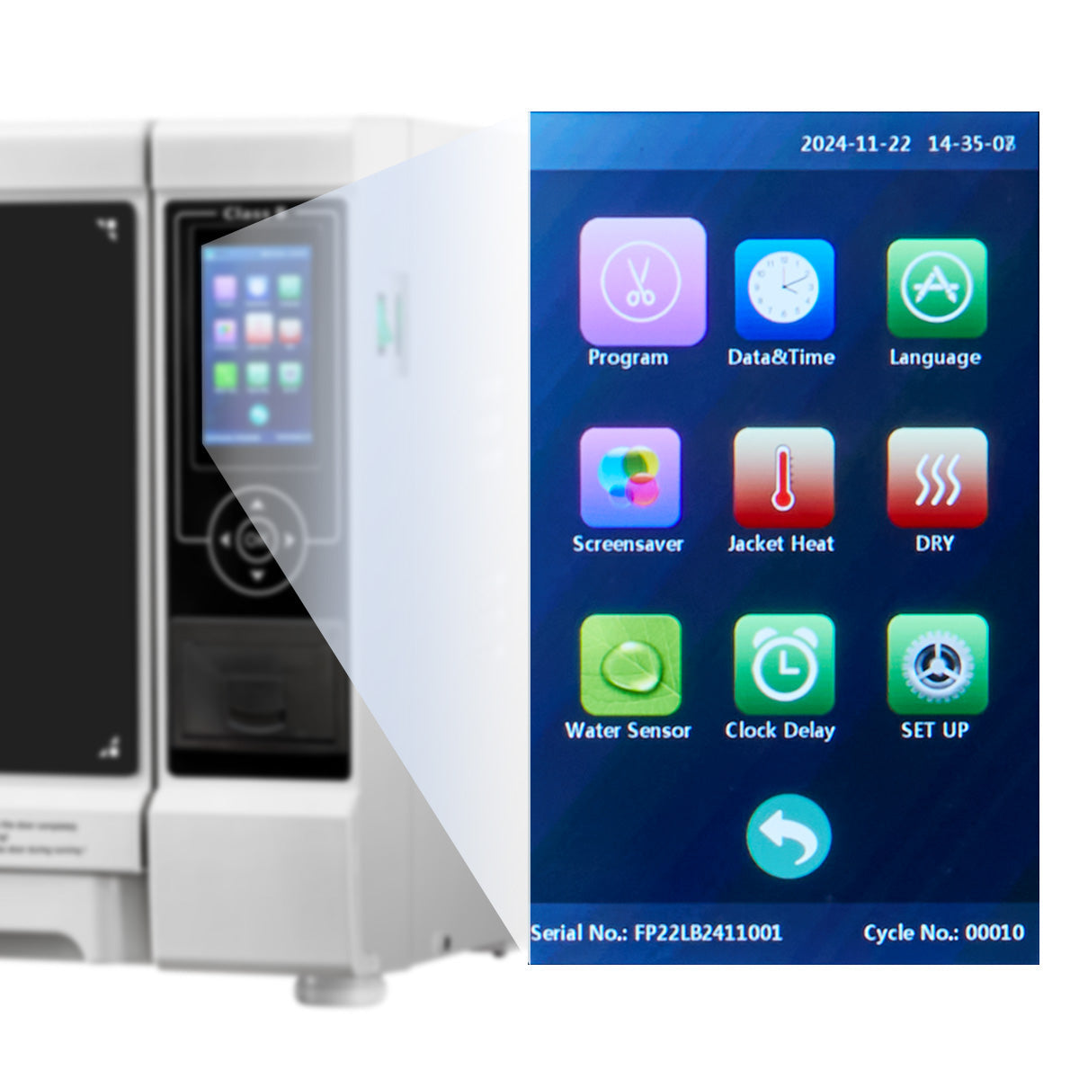 Dental Autoclave Steam Sterilizer Table Top LCD Built-in Printer Class B Dry Function 22L