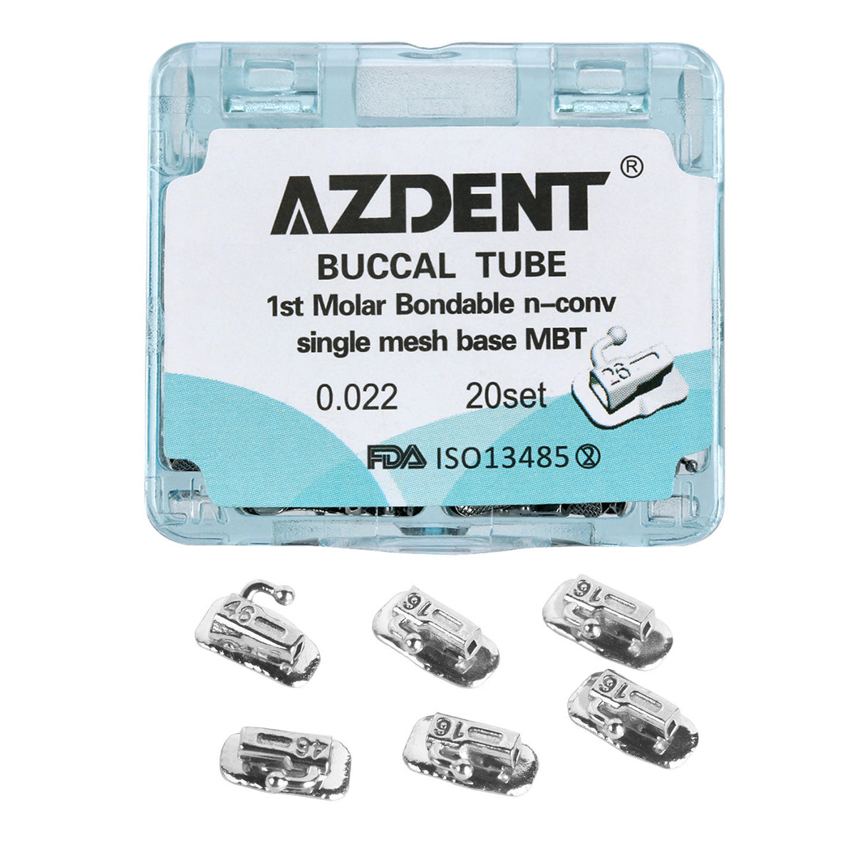 AZDENT Buccal Tube 1st Molar Bondable Split Non-Convertible MBT 0.022 20Sets/Bx