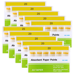Absorbent Paper Points #20 Taper Size 0.02 Color Coded 200/Box