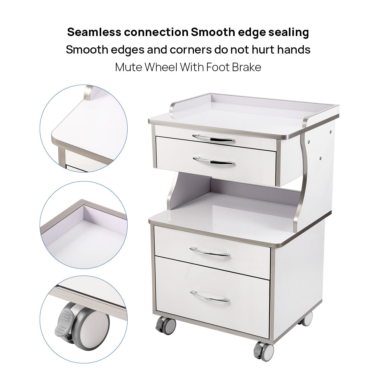 Dental G15 Mobile Cabinet Cart Three Drawers with Socket