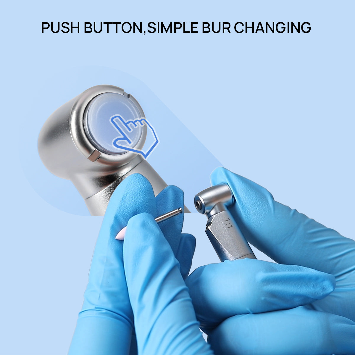 Низкоскоростной наконечник AZDENT Dental 1:1 LED Contra Angle с внутренним распылителем E-генератора