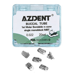 Tubo bucal AZDENT para primer molar, monobloque cementable, no convertible, MBT 0.022, 20 juegos/caja