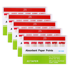 Absorbent Paper Points #25 Taper Size 0.02 Color Coded 200/Box