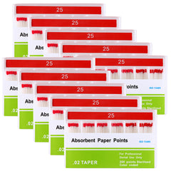 Absorbent Paper Points #25 Taper Size 0.02 Color Coded 200/Box