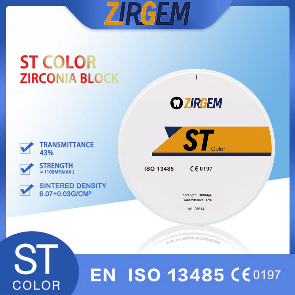 ST Color Precolored Zirconia Block Open System 98mm