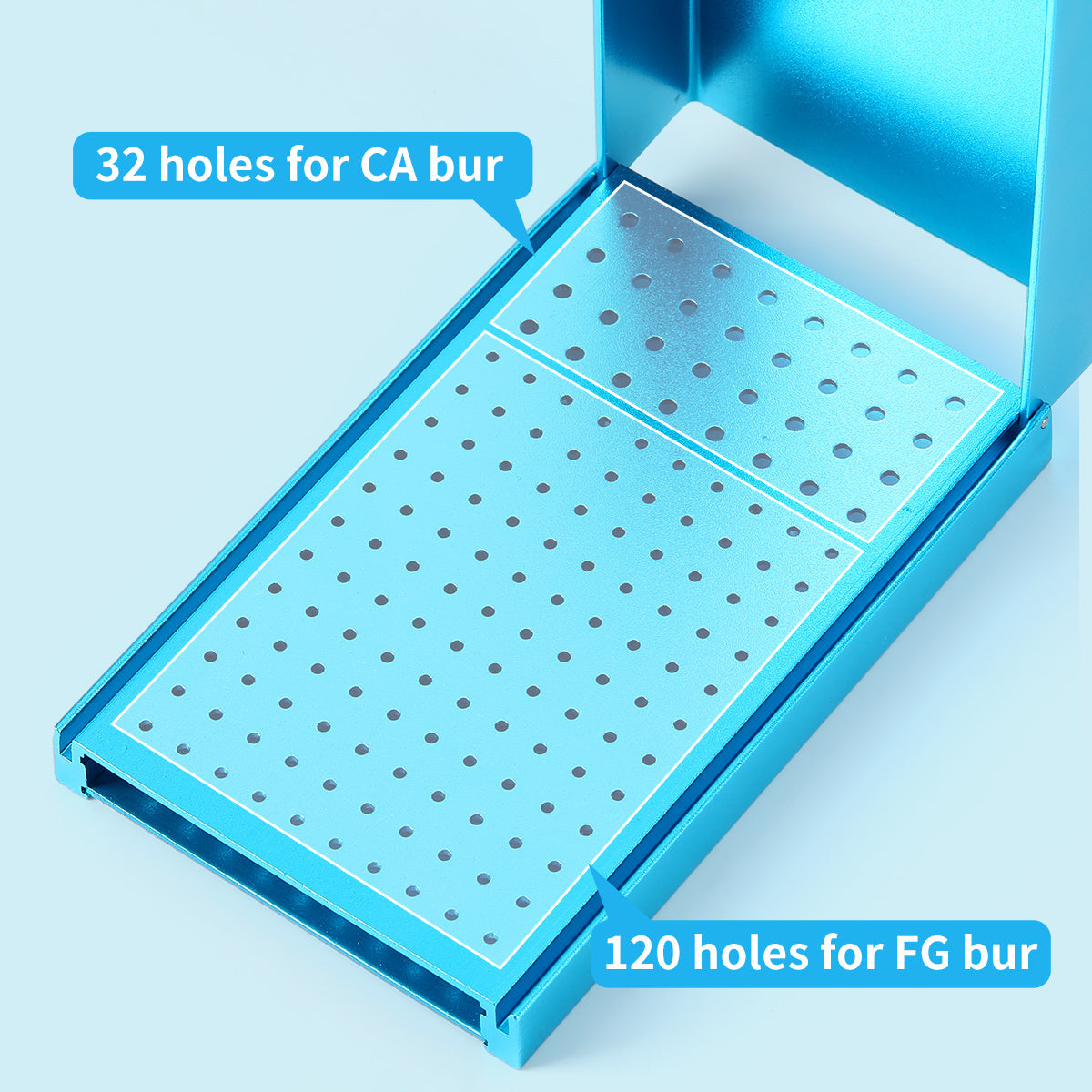 Dental Aluminum Bur Holder for High and Low Speed 152 Holes Blue / Silver