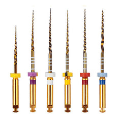 AZDENT Dental NiTi Rotary Engine Files 25mm Assorted SX-F3 Gold 6pcs/Pk
