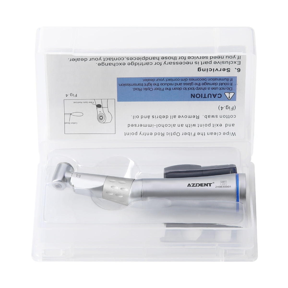 Низкоскоростной наконечник AZDENT Dental 1:1 LED Contra Angle с внутренним распылителем E-генератора