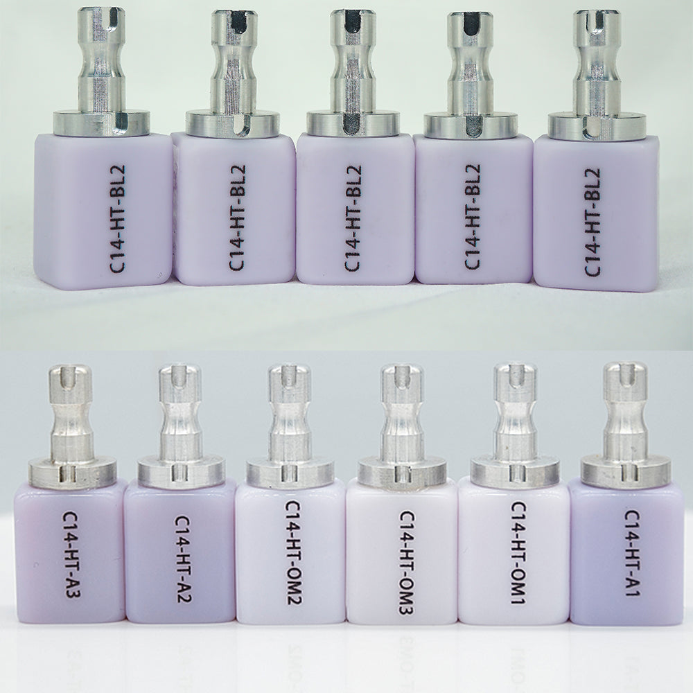 (10pcs) Zirgem Dental CADCAM Lithiume disilicate with High Transparency HT A1 A2 A3 Colors materials for Lab and clinic