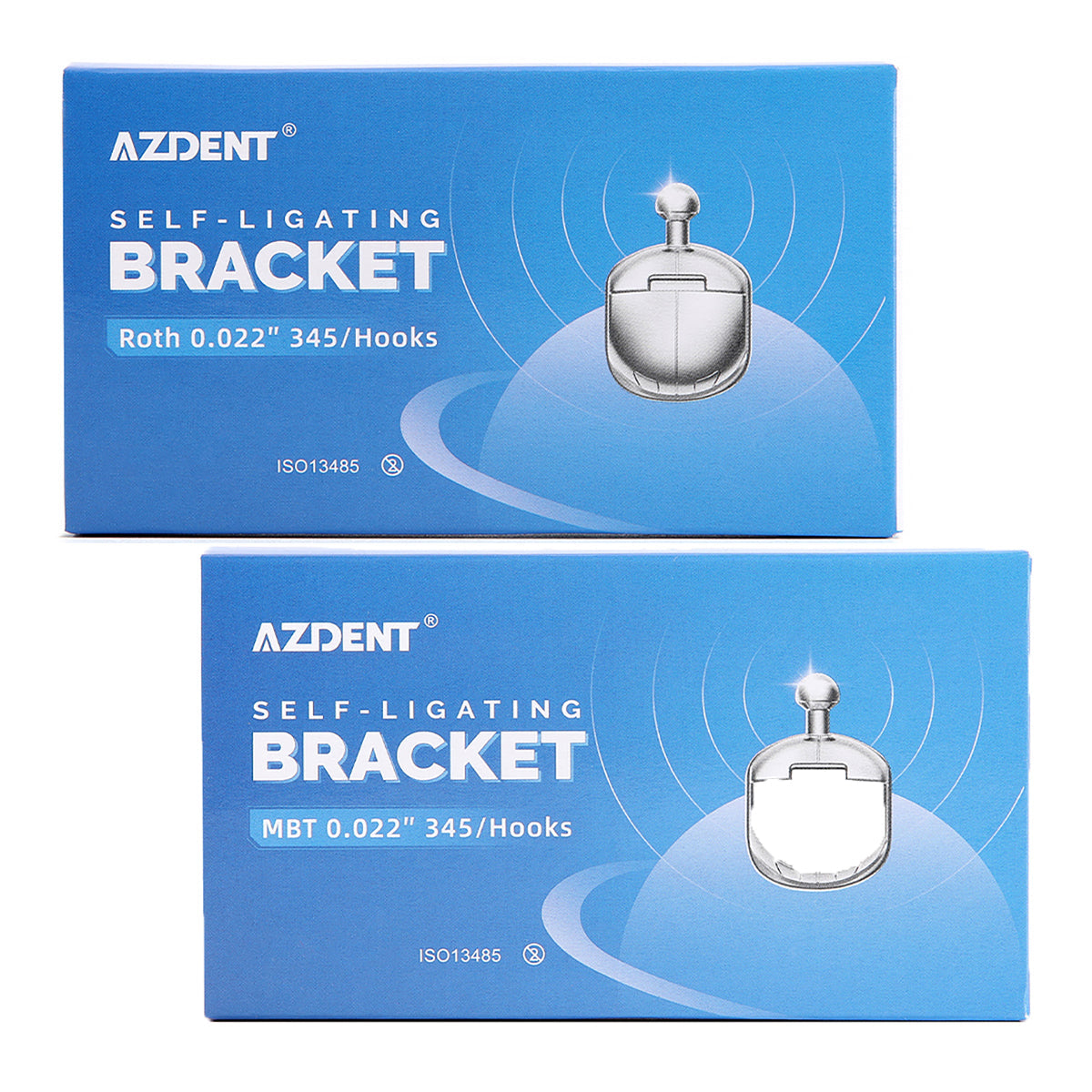 AZDENT Dental Orthodontic Self-Ligating Brackets Spherical Monoblock Roth/MBT .022 Hooks On 345 With Buccal Tube 24pcs/Box