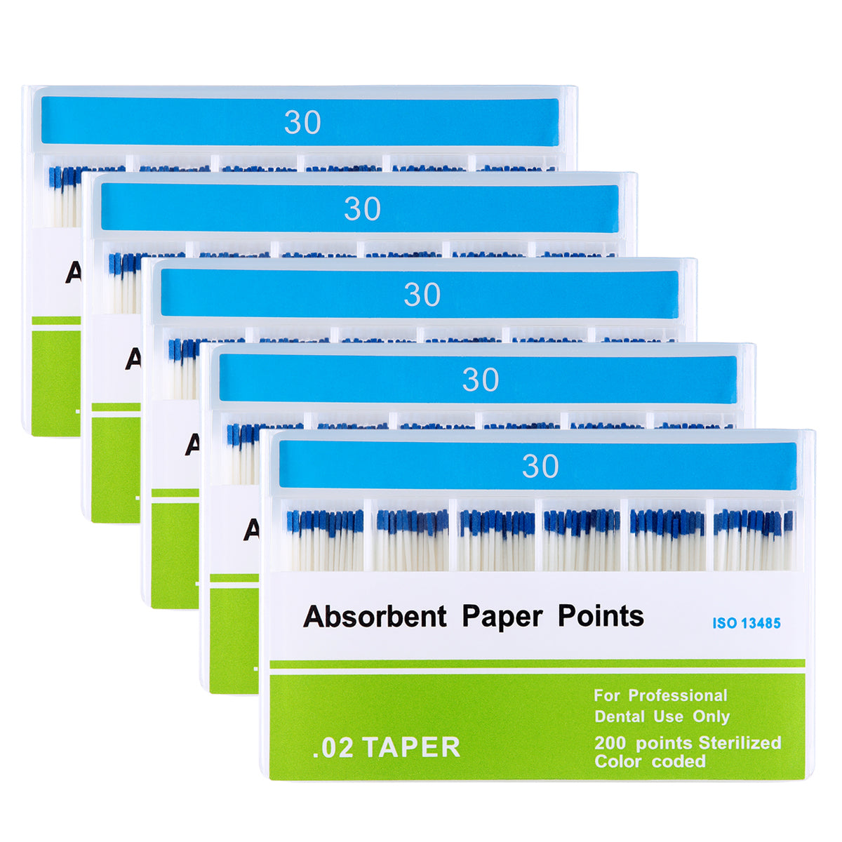 Absorbent Paper Points #30 Taper Size 0.02 Color Coded 200/Box