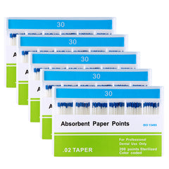 Absorbent Paper Points #30 Taper Size 0.02 Color Coded 200/Box