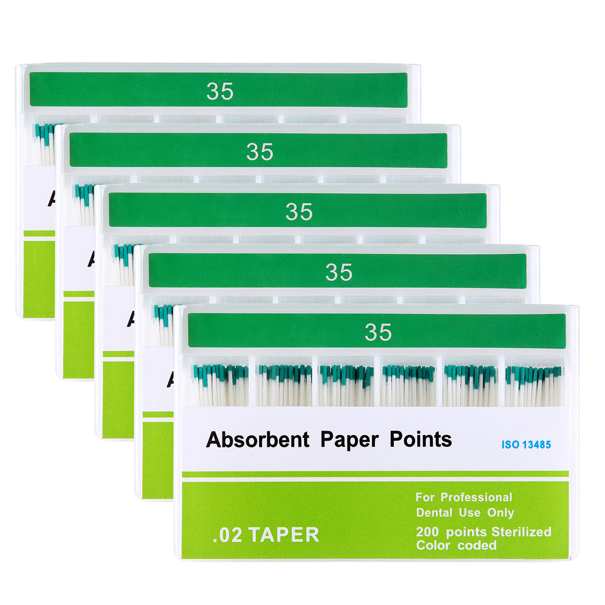 Absorbent Paper Points #35 Taper Size 0.02 Color Coded 200/Box