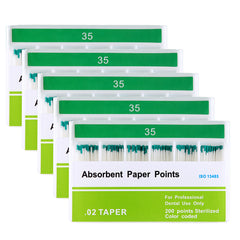 Absorbent Paper Points #35 Taper Size 0.02 Color Coded 200/Box