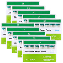 Absorbent Paper Points #35 Taper Size 0.02 Color Coded 200/Box