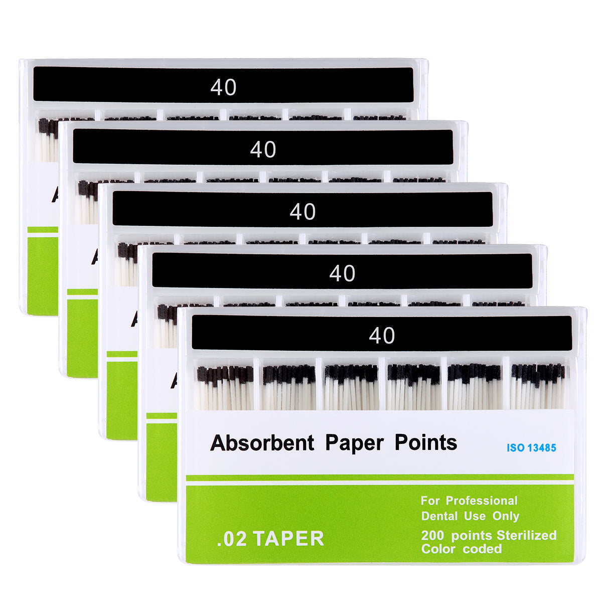 Absorbent Paper Points #40 Taper Size 0.02 Color Coded 200/Box