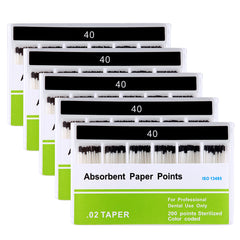 Absorbent Paper Points #40 Taper Size 0.02 Color Coded 200/Box