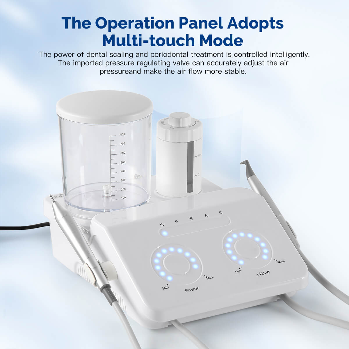 Raspador ultrasónico dental VRN-DQ40, pulidor de aire, sistema de terapia periodontal con chorro de arena, pieza de mano LED