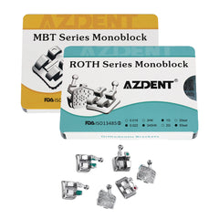 1000pcs AZDENT Dental Metal Brackets Monoblock Mini Roth/MBT .022 Hooks On 345 50 Sets/Box