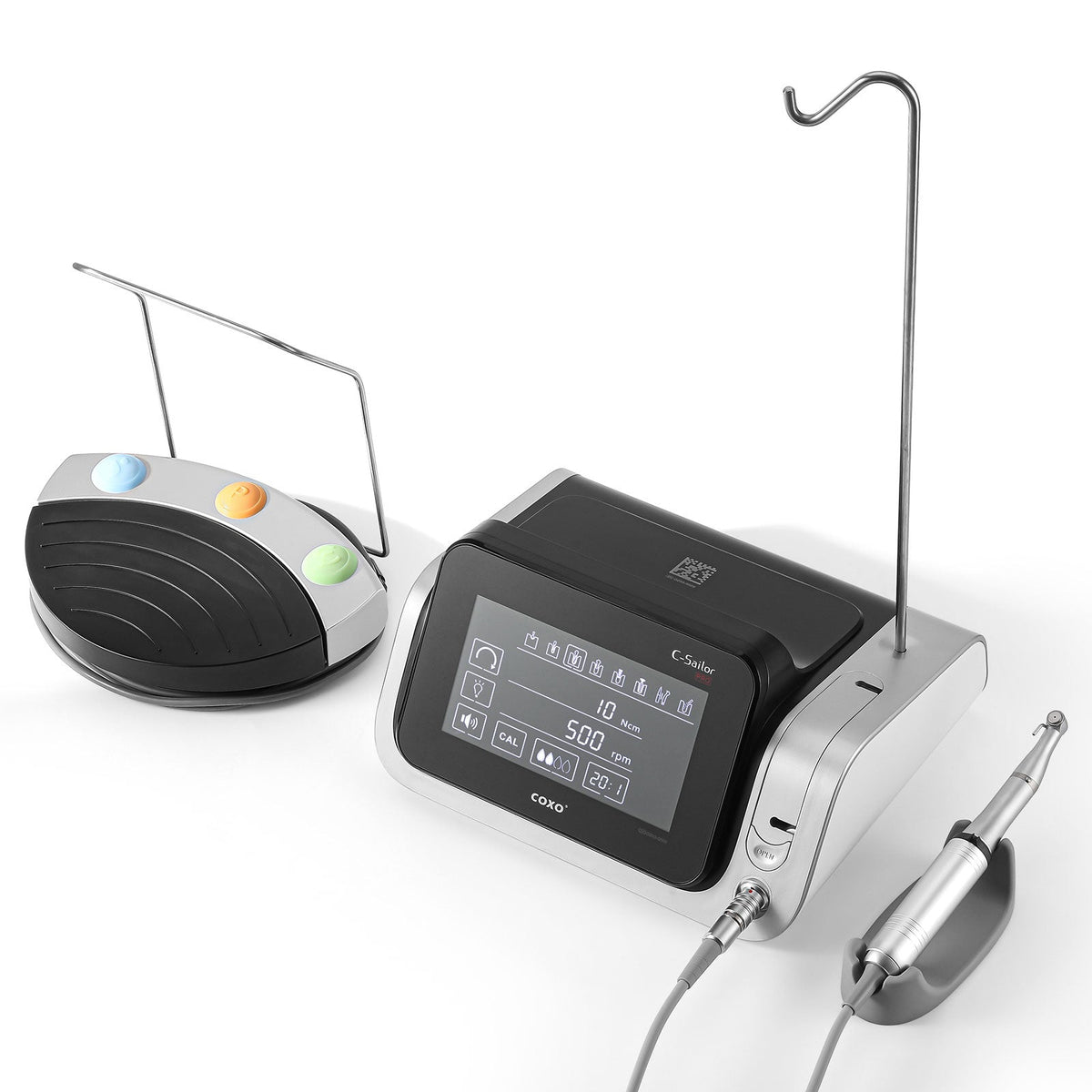 COXO Dental Surgical Brushless Implant Motor 7" Touch Screen With 20:1 Fiber Optic Contra Angle Full-function Pedal Controller #C-SAILOR PRO