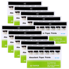 Absorbent Paper Points #40 Taper Size 0.02 Color Coded 200/Box