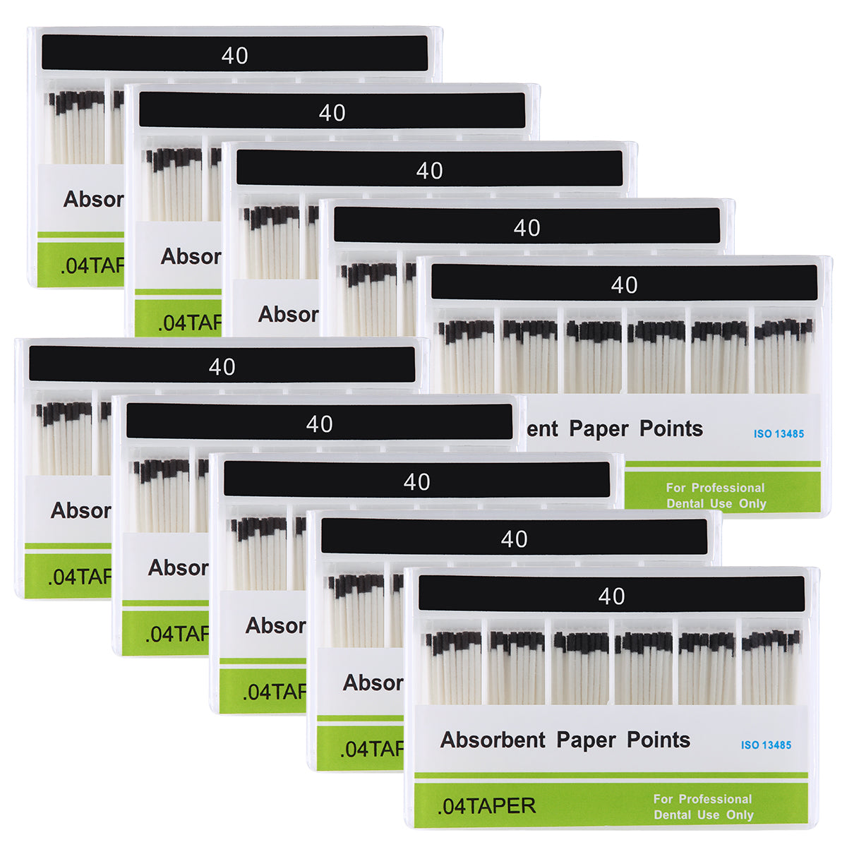 Absorbent Paper Points #40 Taper Size 0.04 Color Coded 100/Box