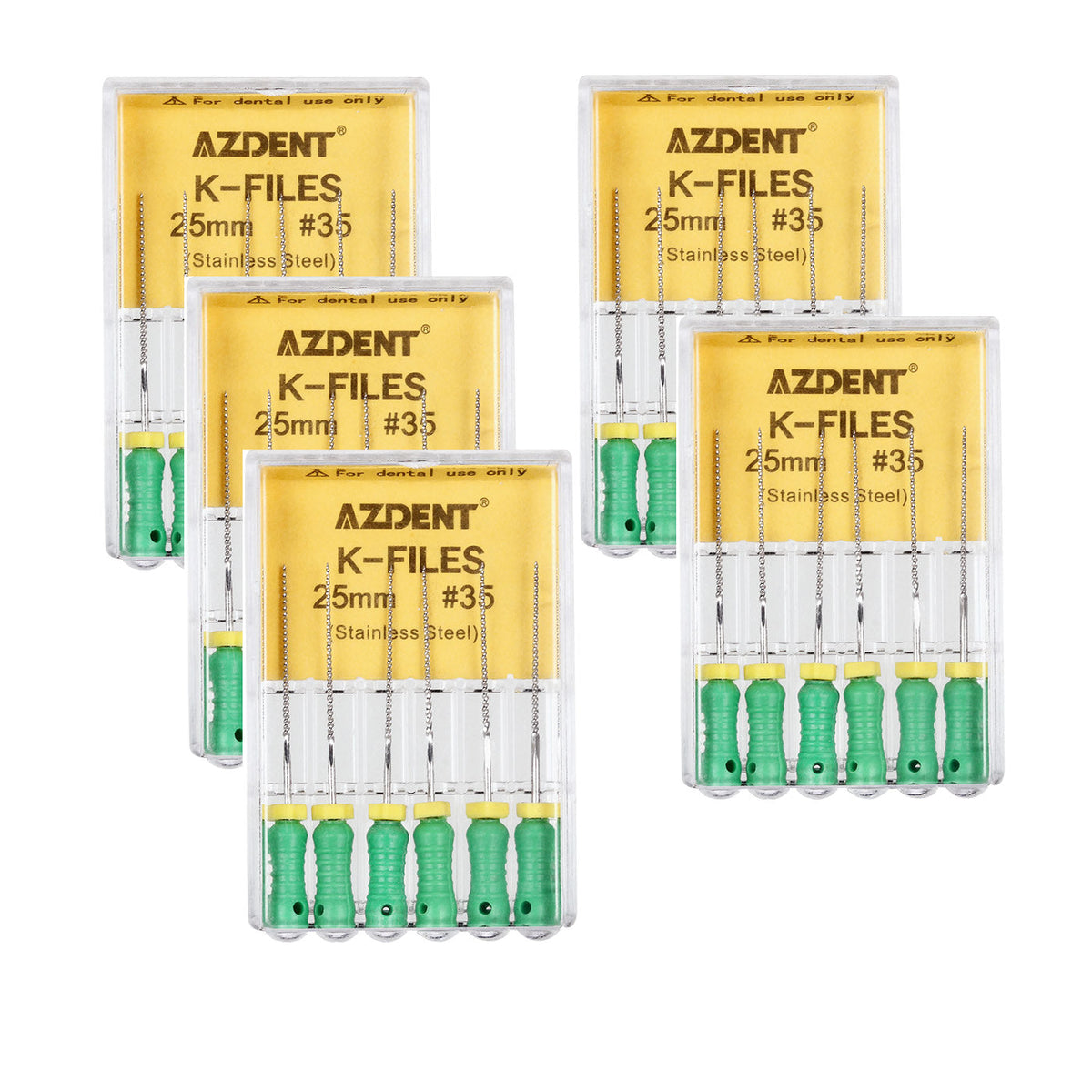 AZDENT Dental Hand K-Files Stainless Steel 25mm #35 Green 6pcs/Box