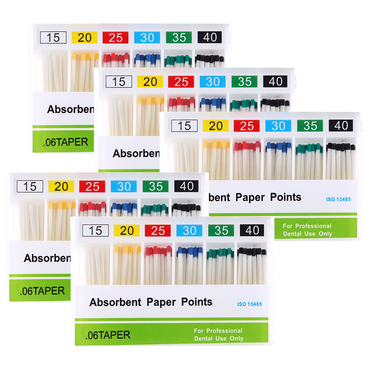 Absorbent Paper Points #15-40 Taper Size 0.06 Color Coded 100/Box