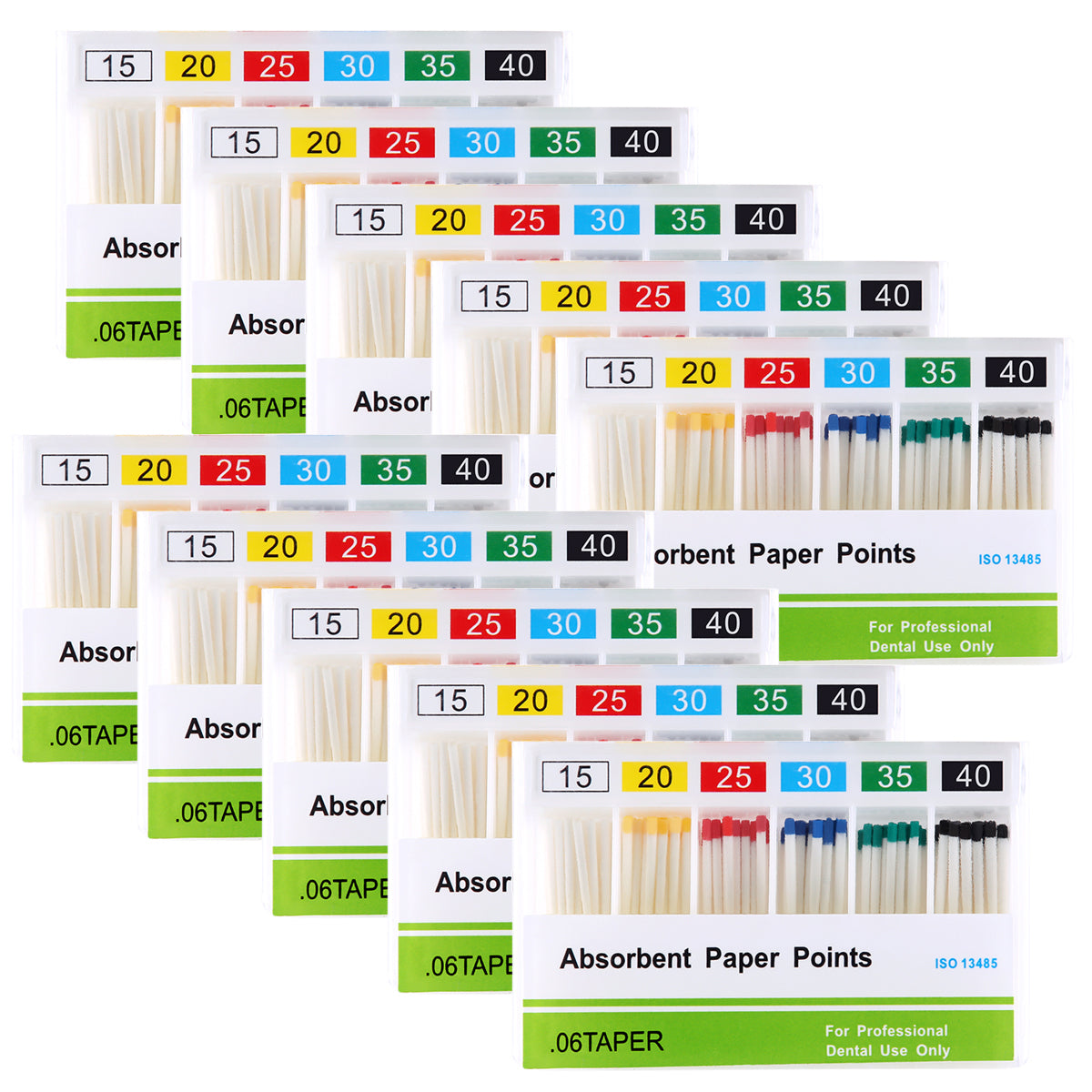Absorbent Paper Points #15-40 Taper Size 0.06 Color Coded 100/Box